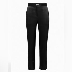 BNWT - ARITZIA BABATON BLACK SATIN SILK COMMAND TROUSER PANTS